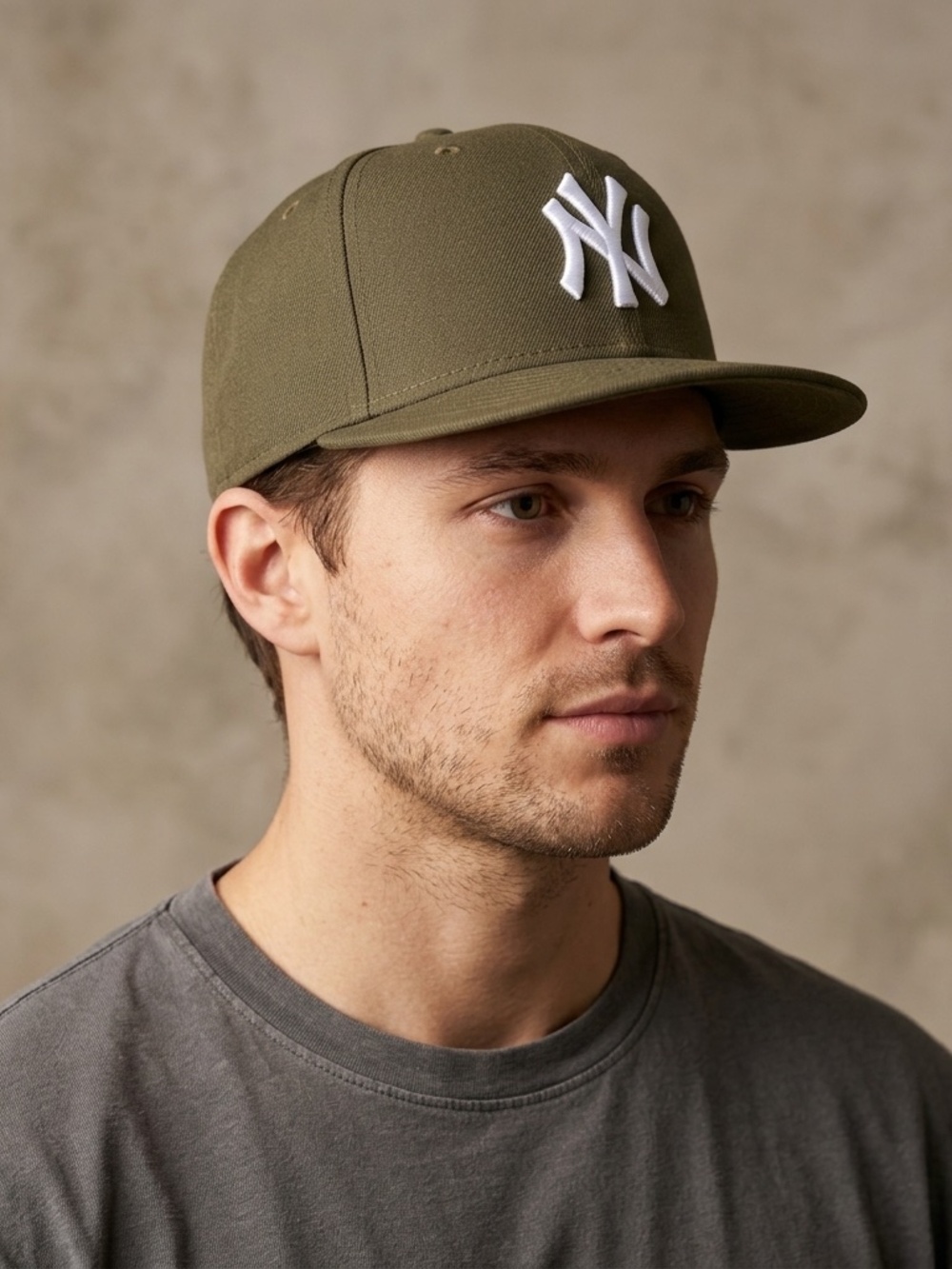 New Era 59FIFTY NY Yankees Desert Olive Green Fitted Hat Size 7 3/4